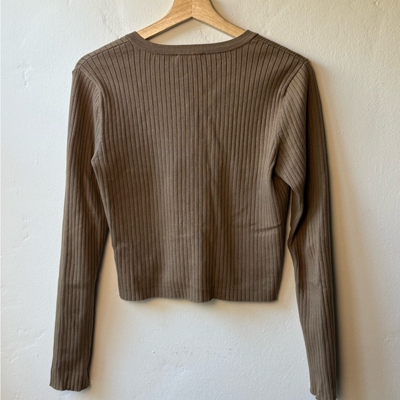 Reformation, Ribbed Tan Cardigan, Medium - Picture 2 of 7